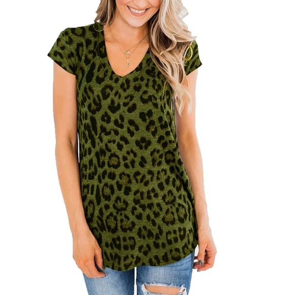 Tops - HP | Green Leopard Print Tee